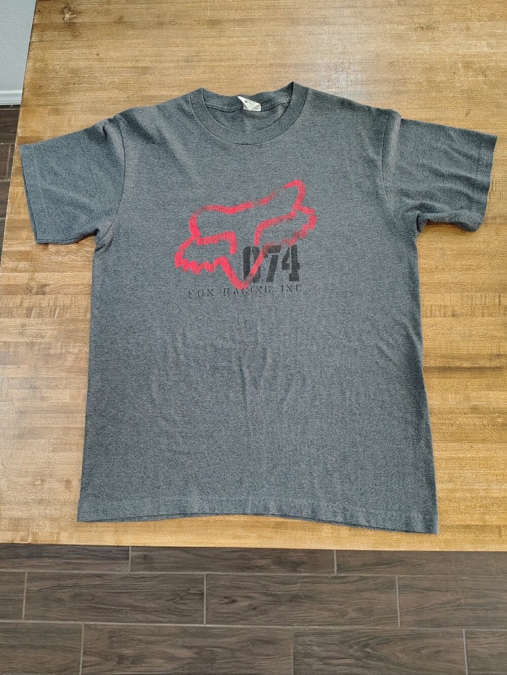 Fox Racing Inc. Vintage T-shirt L 90s y2k 2000s Motocross Fox 074 Logo Dark Gray